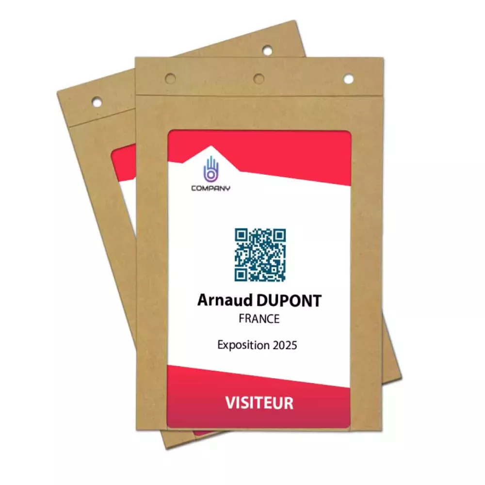 Porte-badge cartonné KRAFT ECO, format A6, avec fenêtre