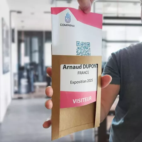 Porte-badge cartonné KRAFT ECO, format A6, avec fenêtre